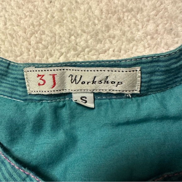 Johnny Was 3 J Workshop Blue Embroidered Prairie Western Shirt Blouse - Picture 8 of 11